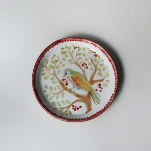 Talerzyk śniadaniowy z ptaszkiem na gałęzi – ręcznie malowany